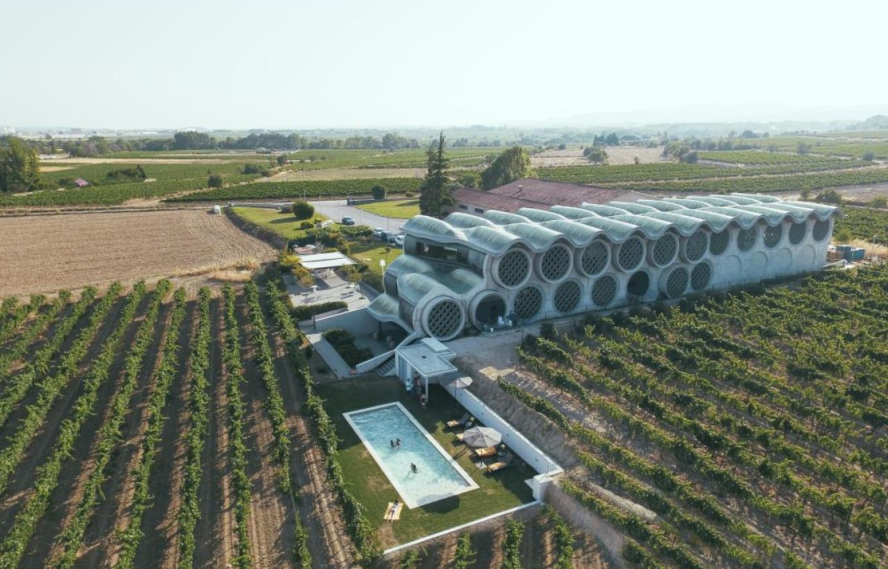Aerial view Cava & Hotel Mastinell